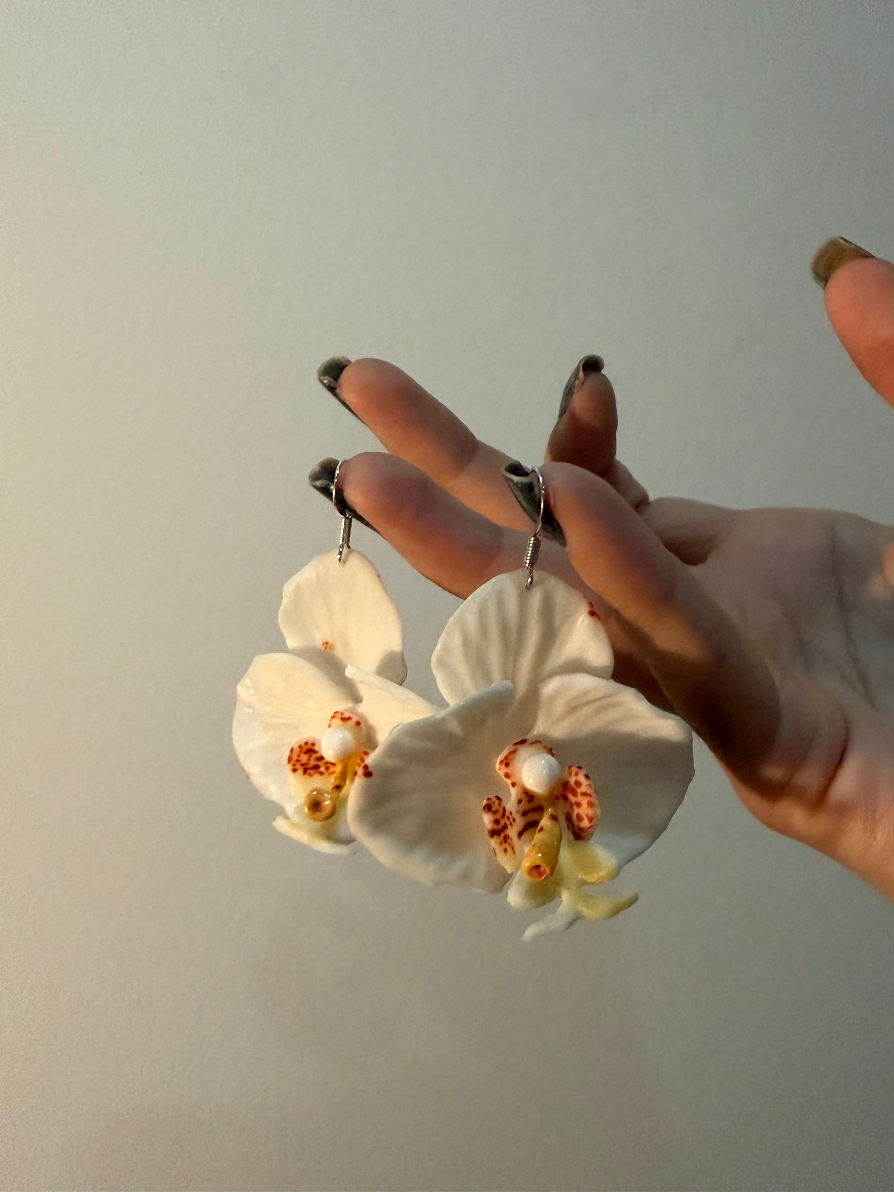 White Orchid Earrings