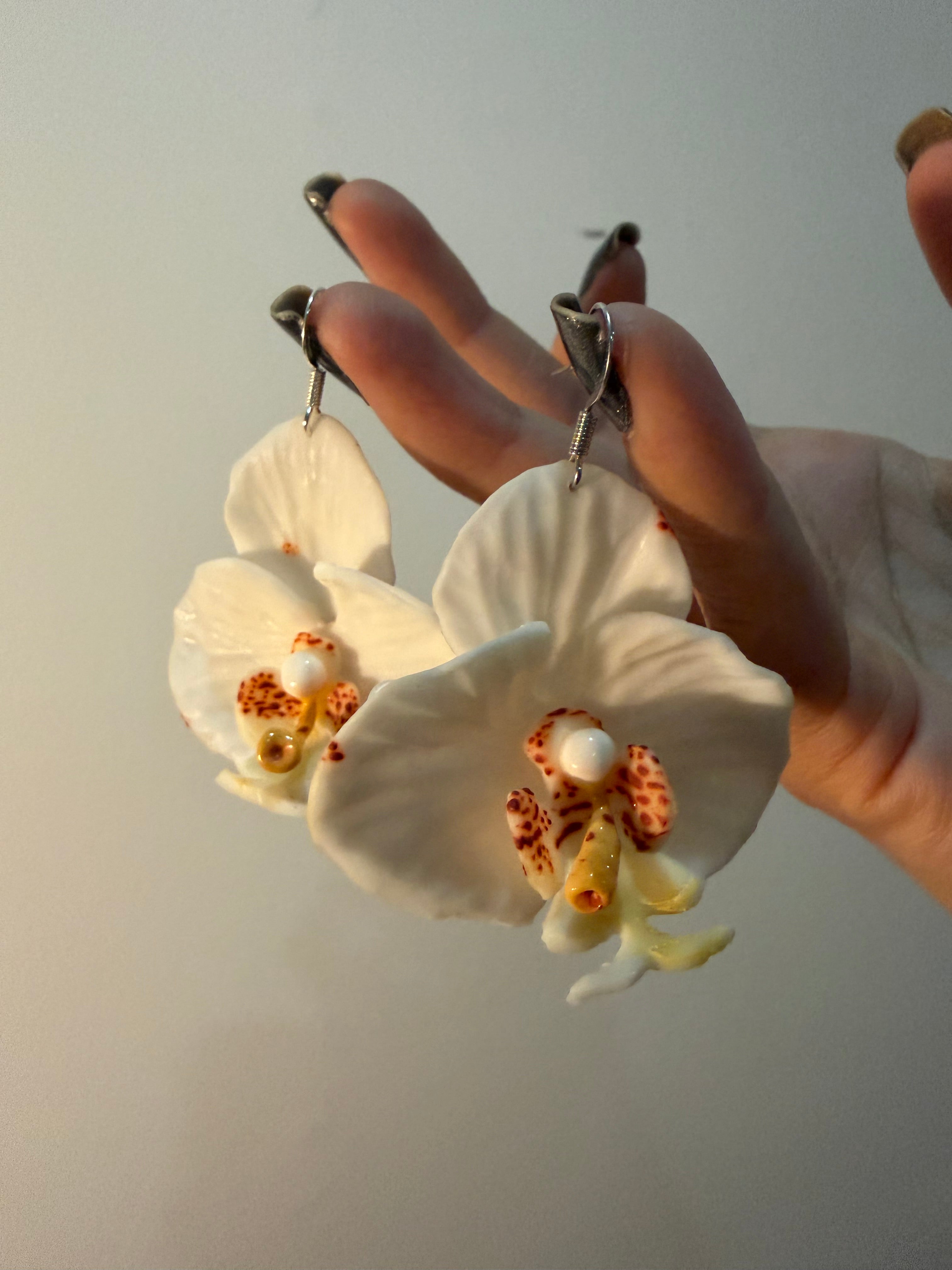 White Orchid Earrings