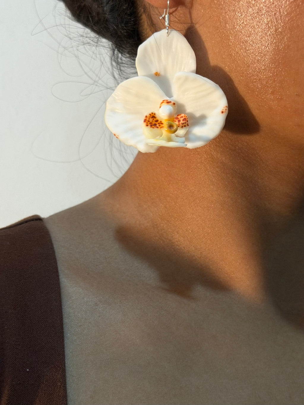 White Orchid Earrings