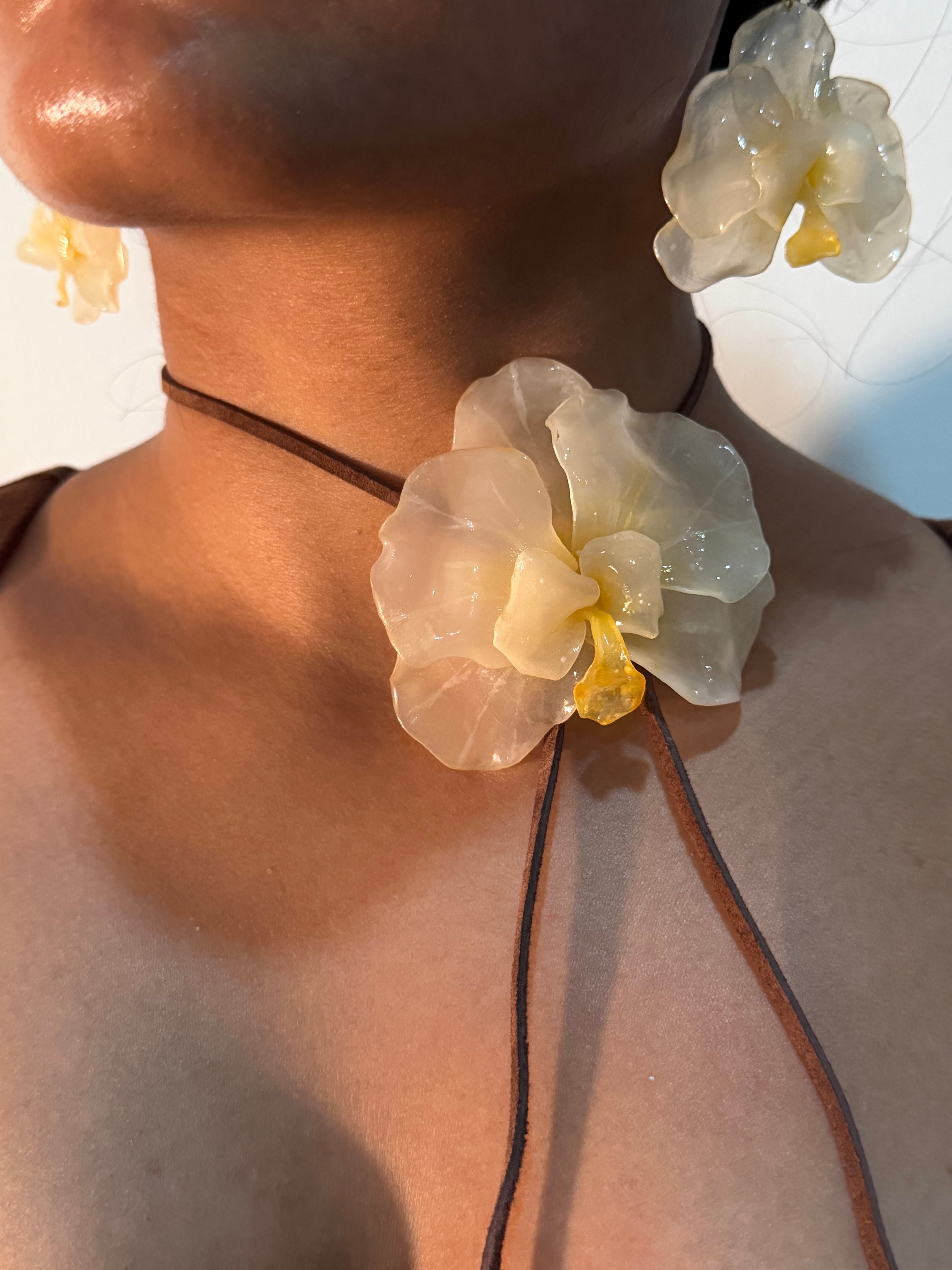 Cream orchids earrings