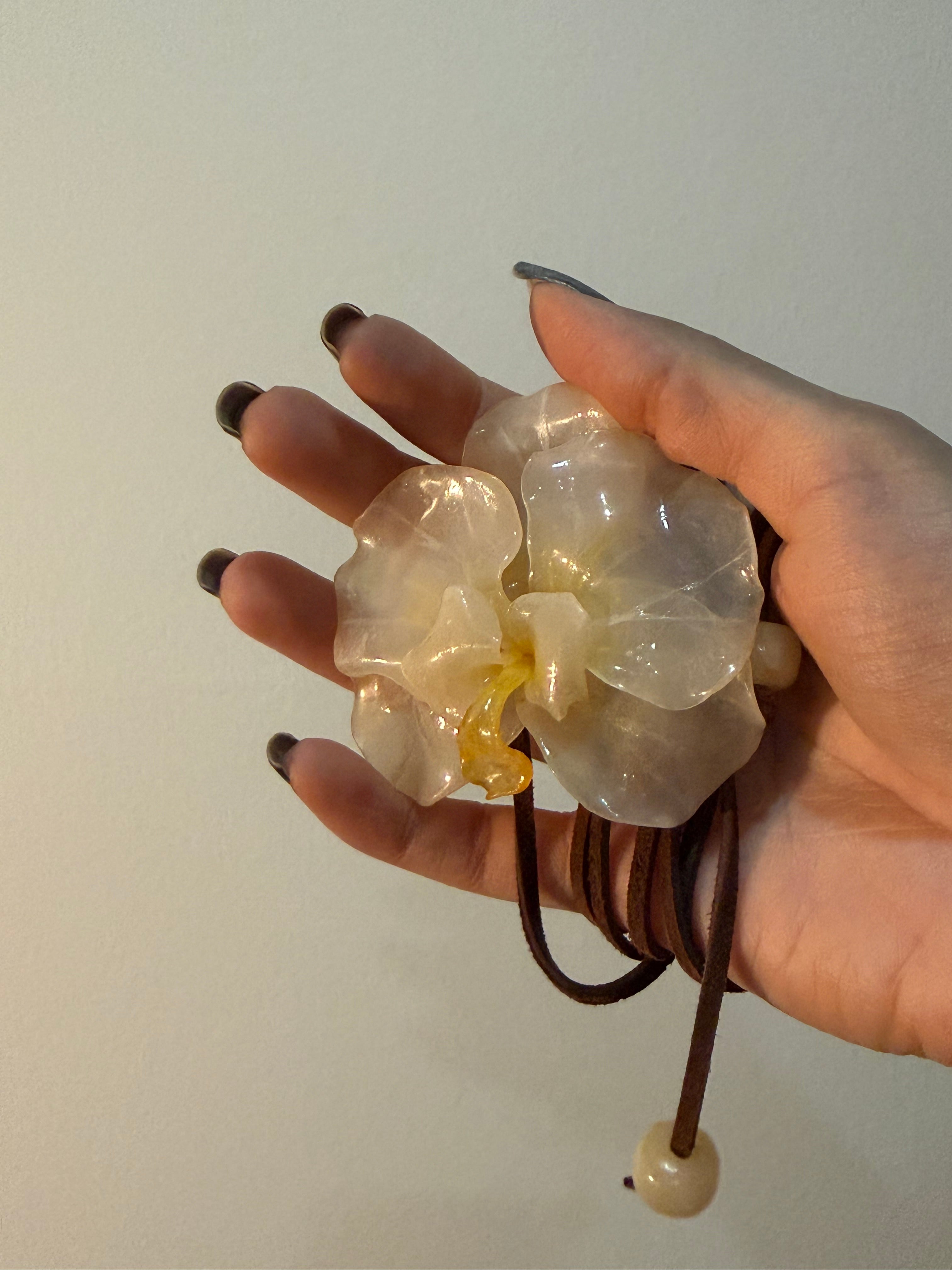 Cream orchids necklace